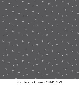 Seamless Pattern of Hand Drawn Hearts on Black Background