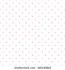 Seamless Pattern of Hand Drawn Hearts on White Background 