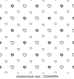 Seamless Pattern of Hand Drawn Hearts on White Background

