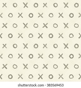 seamless pattern with hand drawn hipster XOXO on texture background