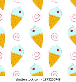 Seamless pattern with hand drawn ice creams. Good for any project.