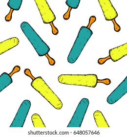 Seamless pattern with hand drawn ice cream. Vector stock illustration. Sweet shop collection. Frozen yogurt.