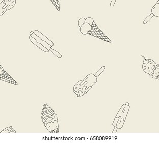 Seamless pattern with hand drawn ice cream