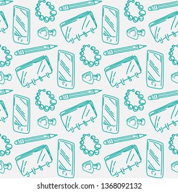 Seamless pattern of hand drawn icons for web design