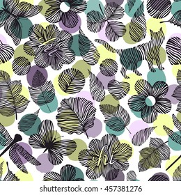 Seamless pattern with hand drawn icons in flat style.