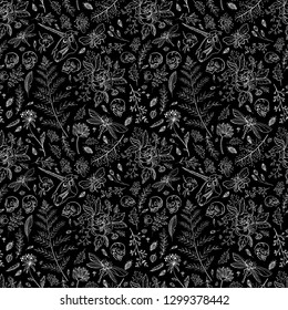 Seamless pattern. Hand drawn illustration. A huge set. Great for tattoos, prints on t-shirt and more. Happy Halloween!