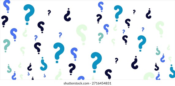 Patrón sin fisuras con signos de interrogación de tinta dibujados a mano. Ilustración vectorial para telas, tarjetas, invitaciones, papel de regalo, papelería y fondos de Web.