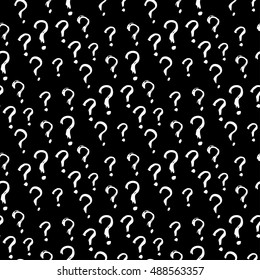 Seamless pattern with hand drawn ink question marks. Vector illustration for fabric, cards, invitations, wrapping paper, stationery and web backgrounds
