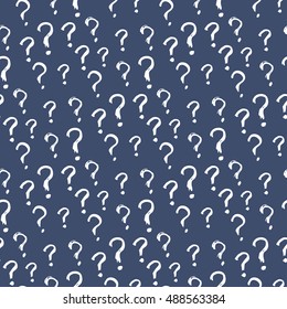 Seamless pattern with hand drawn ink question marks. Vector illustration for fabric, cards, invitations, wrapping paper, stationery and web backgrounds