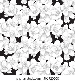 Seamless pattern with hand drawn jasmine