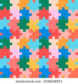 Seamless pattern with hand drawn jigsaw. Background for textile, wrapping paper, fashions, illustrations.