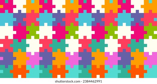 Seamless pattern with hand drawn jigsaw. Background for textile, wrapping paper, fashion, illustration.