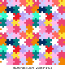 Seamless pattern with hand drawn jigsaw. Background for textile wrapping paper, fashion, illustration.