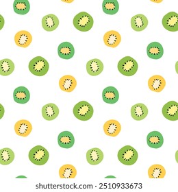 Seamless Pattern with Hand Drawn Kiri Fruit Design on White Background