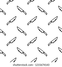 Seamless pattern hand drawn knifes. Doodle black sketch. Sign symbol. Decoration element. Isolated on white background. Flat design. Vector illustration.