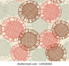 Seamless pattern with hand drawn lace circles. Endless bright decorative background. Vector netting texture. Clip art