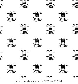 Seamless pattern hand drawn ladder of water. Doodle black sketch. Sign symbol. Decoration element. Isolated on white background. Flat design. Vector illustration.