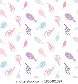 Seamless Pattern of Hand Drawn Leaf Design on White Background