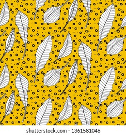 seamless pattern of hand drawn leave