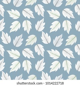 Seamless pattern with hand drawn leaves background vector illustration