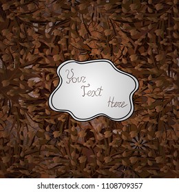 Seamless pattern of Hand Drawn Leaves. Beautiful leaves on brown, white and black colors. Vector illustration.