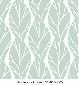 Seamless pattern of hand drawn leaves on white background. Vector illustration - Vector