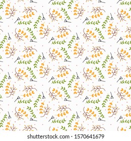 Seamless pattern hand drawn leaves