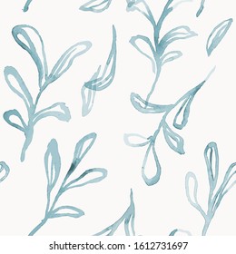 Seamless pattern with hand drawn leaves