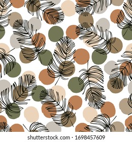 Seamless pattern with hand drawn leaves.