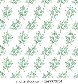 Seamless pattern with hand drawn leaves