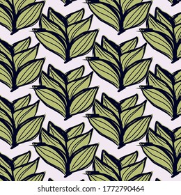 Seamless pattern with hand drawn leaves .  Botanical design for wedding invitation, greeting cards, wallpapers, gift wrap. Vector illustration with  light colors.