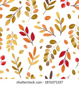 Patrón sin foco con hojas dibujadas a mano y flores. Fondo repetitivo para la decoración de papel, tela, textiles y productos fijos.