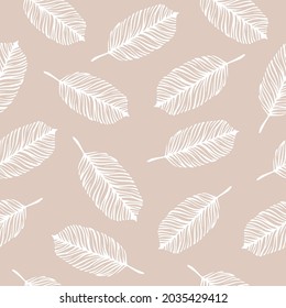 Seamless pattern with hand drawn leaves.