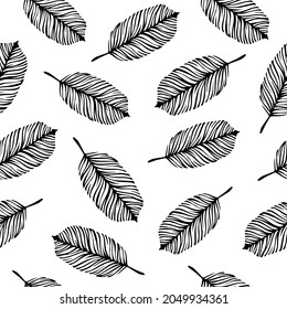 Seamless pattern with hand drawn leaves.