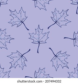 Seamless pattern with hand drawn leaves