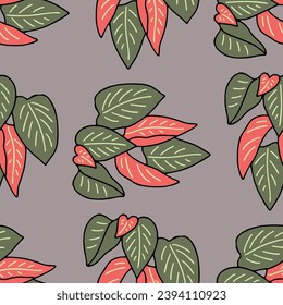 Seamless pattern with hand drawn leaves. Botanical wallpaper