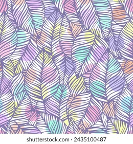 Seamless pattern with hand drawn leaves.
