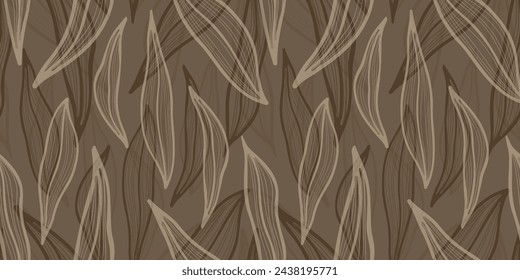 Seamless pattern with hand drawn leaves and branches. Perfect for wallpaper, wrapping paper, textile products, print, web sites, background, social media, blog, presentation and greeting cards.