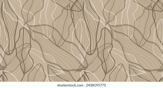 Patrón sin costuras con hojas y ramas dibujadas a mano. Perfecto para papel pintado, papel de embalaje, productos textiles, impresión, sitios web, fondo, redes sociales, blog, presentación y tarjetas de felicitación.