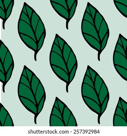 Seamless pattern with hand drawn leaves 