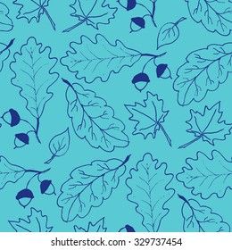 Seamless pattern with hand drawn leaves. 