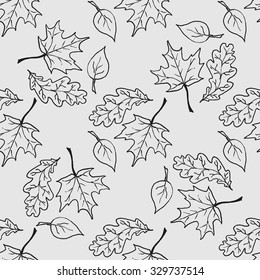 Seamless pattern with hand drawn leaves. 
