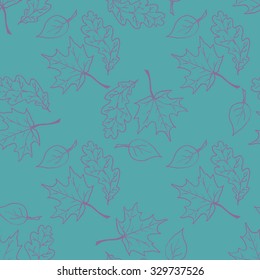 Seamless pattern with hand drawn leaves. 