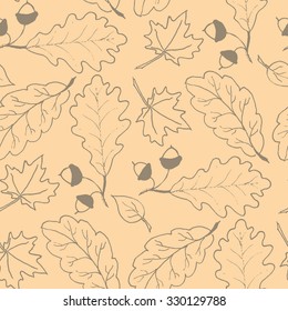 Seamless pattern with hand drawn leaves. 