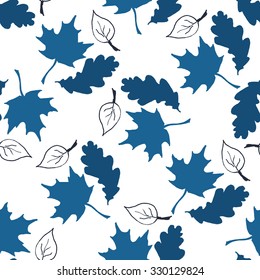 Seamless pattern with hand drawn leaves. 