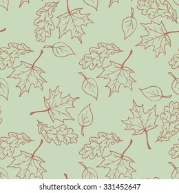 Seamless pattern with hand drawn leaves. 