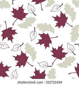 Seamless pattern with hand drawn leaves. 