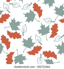Seamless pattern with hand drawn leaves. 