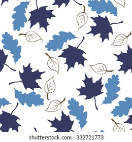 Seamless pattern with hand drawn leaves. 