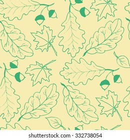 Seamless pattern with hand drawn leaves. 